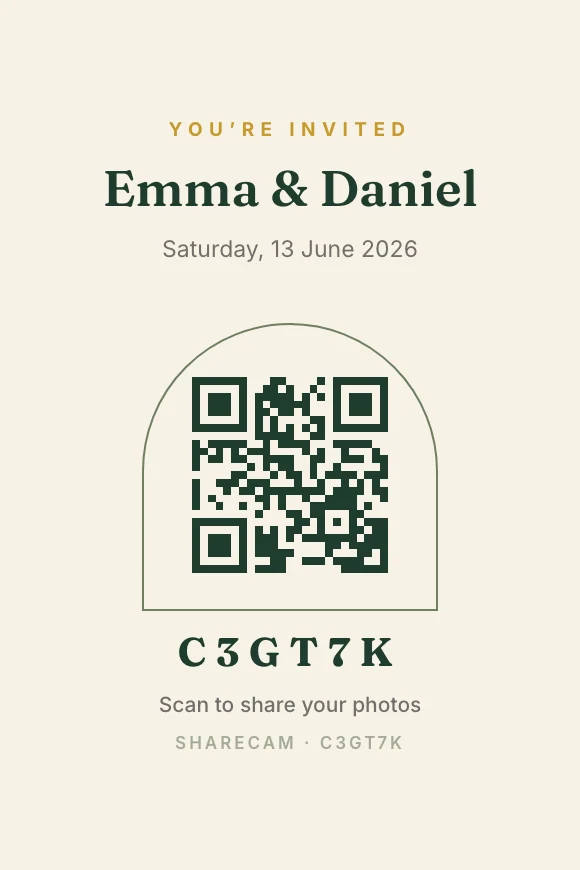 Arch design: the QR code framed in an arch.