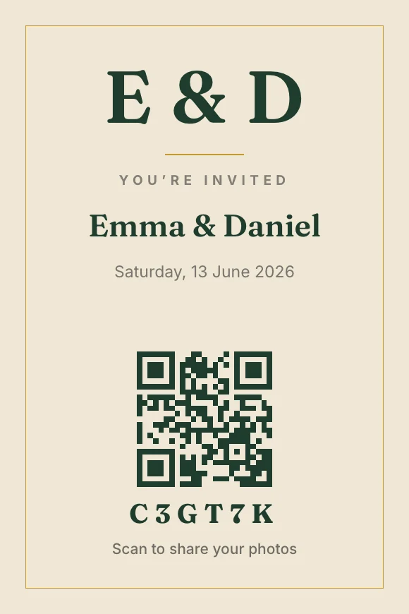 Monogram design: large initials E & D over a gold rule.